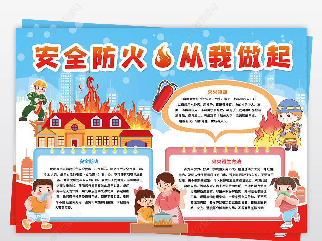 防火宣传消防安全手抄报模板