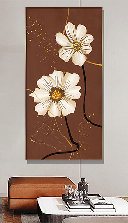 花朵 线条装饰画|手绘轻奢简约抽象花朵线条走廊玄关客厅装饰画