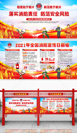 2021消防安全日消防安全宣传展板设计