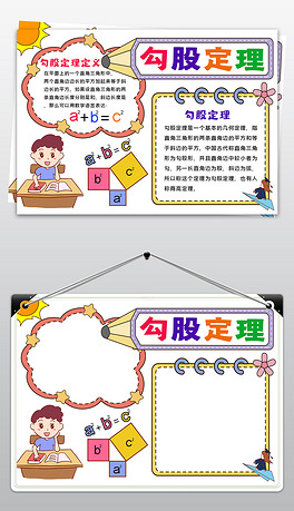 勾股定理小报数学手抄报清新卡通数学手抄报