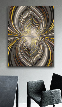 对称创意装饰画|蜘蛛の王国抽象暗咖金色对称曲线肌理装饰画