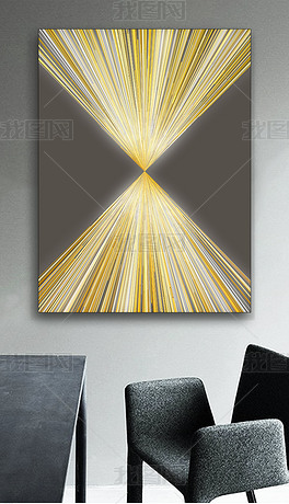 丹麦の童话抽象亮黄金色三角火山塔型装饰画