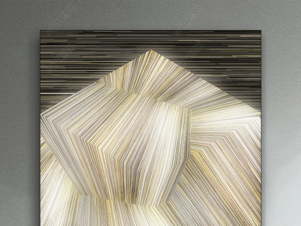 岩石の舞蹈抽象米暗金色折线立体纹理装饰画