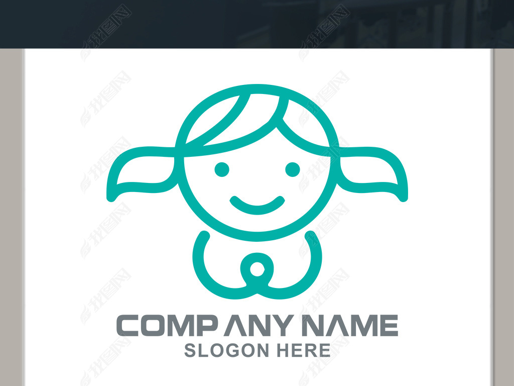 原创卡通小女孩logo版权可商用