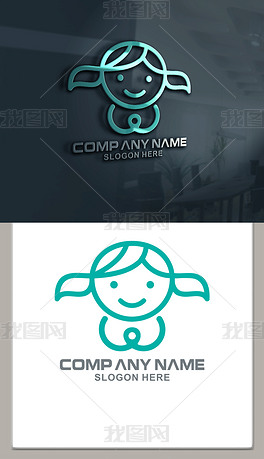 原创卡通小女孩logo版权可商用