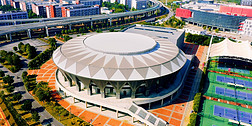 4k广西柳州体育馆建筑实拍视频