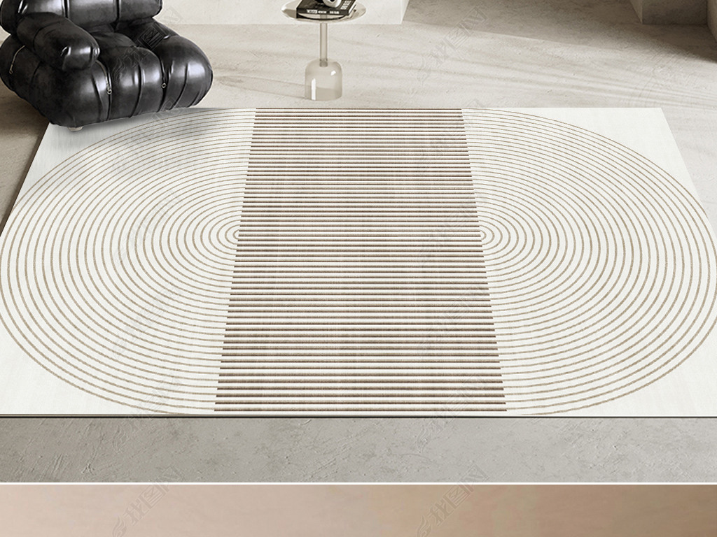 现代简约北欧轻奢抽象几何线条艺术地毯地垫设计