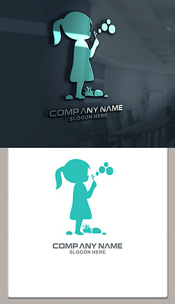 小女孩图案泡泡logo