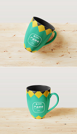 情侣图案样机|陶瓷杯马克杯图案设计效果图样机2