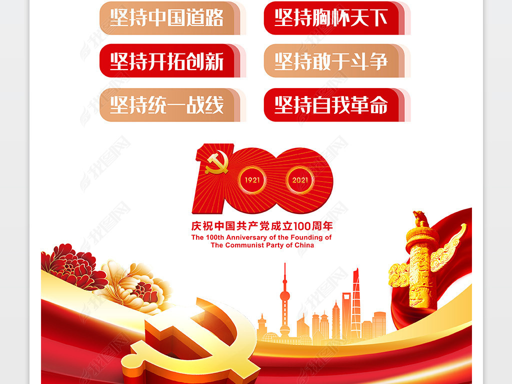 百年光辉历程百年奋斗历史经验党史学习海报挂画