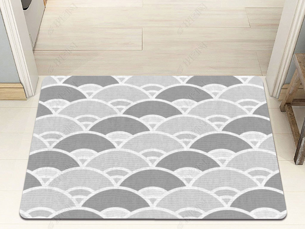 原创北欧现代简约轻奢几何抽象入门地毯进门地垫图案