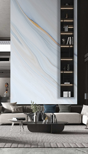 现代简约北欧爵士白大理石纹岩板复式背景墙壁画