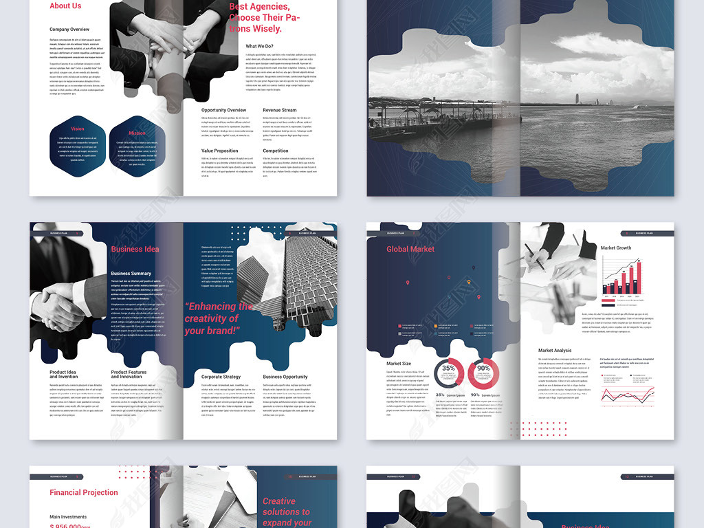 简洁大气企业商务画册ai设计模板