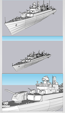 军舰船SU模型