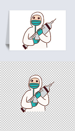 打针卡通免抠元素|打疫苗手绘卡通元素