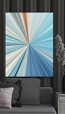 地中海彩虹抽象炫丽梦幻层次蓝色光芒装饰画