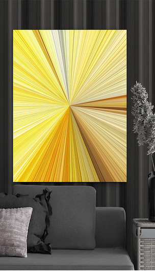 太阳の彩虹抽象层次渐变绽放光芒黄色装饰画