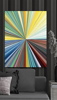 奥利地之夏抽象蓝绿黄炫丽彩虹色光芒装饰画
