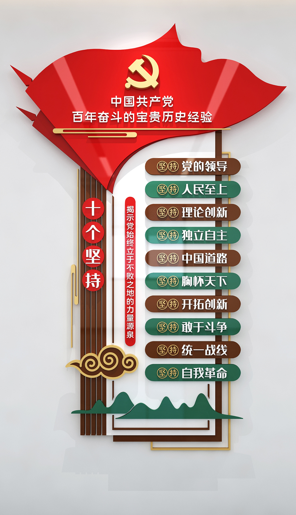十个坚持党建文化墙党的百年奋斗的宝贵历史经验