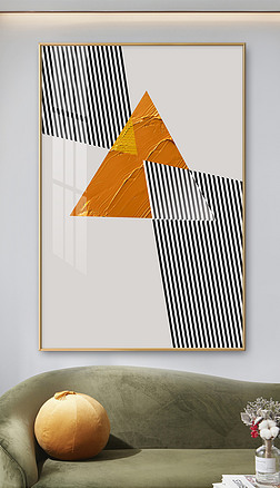 现代轻奢抽象几何线条艺术极简客厅玄关装饰画