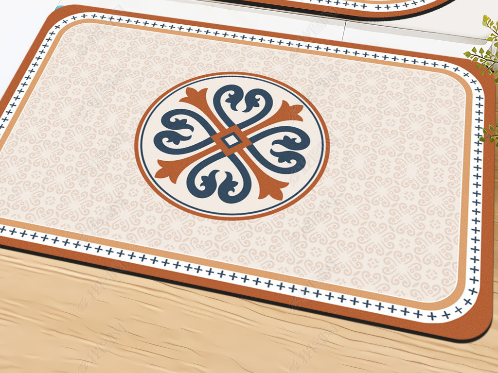 复古简约民族花纹地垫硅藻泥地垫sh0427