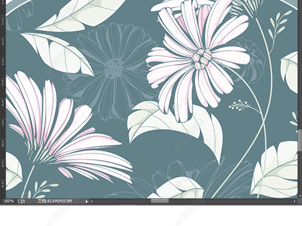 原创北欧淡雅植物花卉图案浴室地垫门垫硅藻泥地垫版权可商用