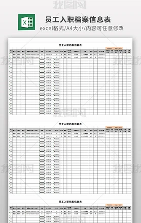 公司员工入职档案信息表excel人事档案报表