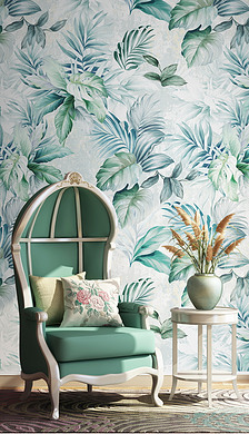 北欧手绘热带植物壁纸墙纸壁画墙布图案