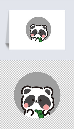 黑白元素免抠元素|可爱卡通黑白q版小熊猫免抠元素竹子