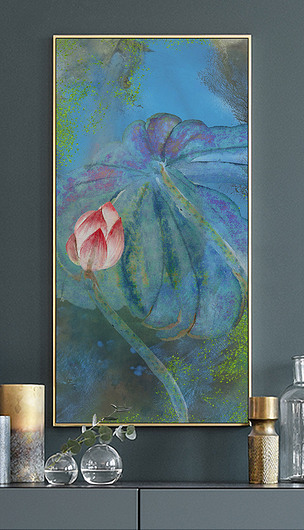 原创原创油画荷花手绘抽象油画玄关装饰画酒店装饰画版权可商用