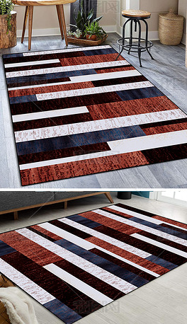 原创现代简约复古几何轻奢北欧艺术地毯地垫设计