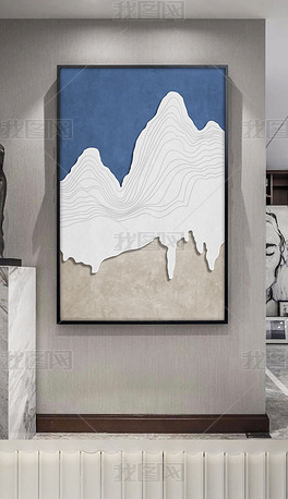 新中式山水轻奢简约创意立体浮雕晶瓷画装饰画