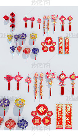 中式灯笼中国结对联春节挂件墙饰挂件