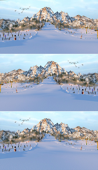 现代滑雪场雪山