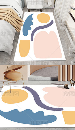 北欧现代简约ins轻奢几何抽象地毯客厅地垫