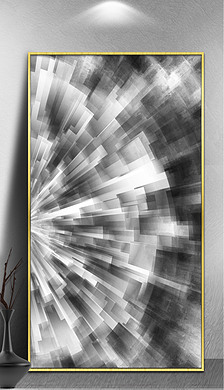 光影几何色块抽象灰白黑白简约装饰画