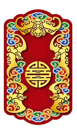 五福捧寿传统元素创意节日免抠元素