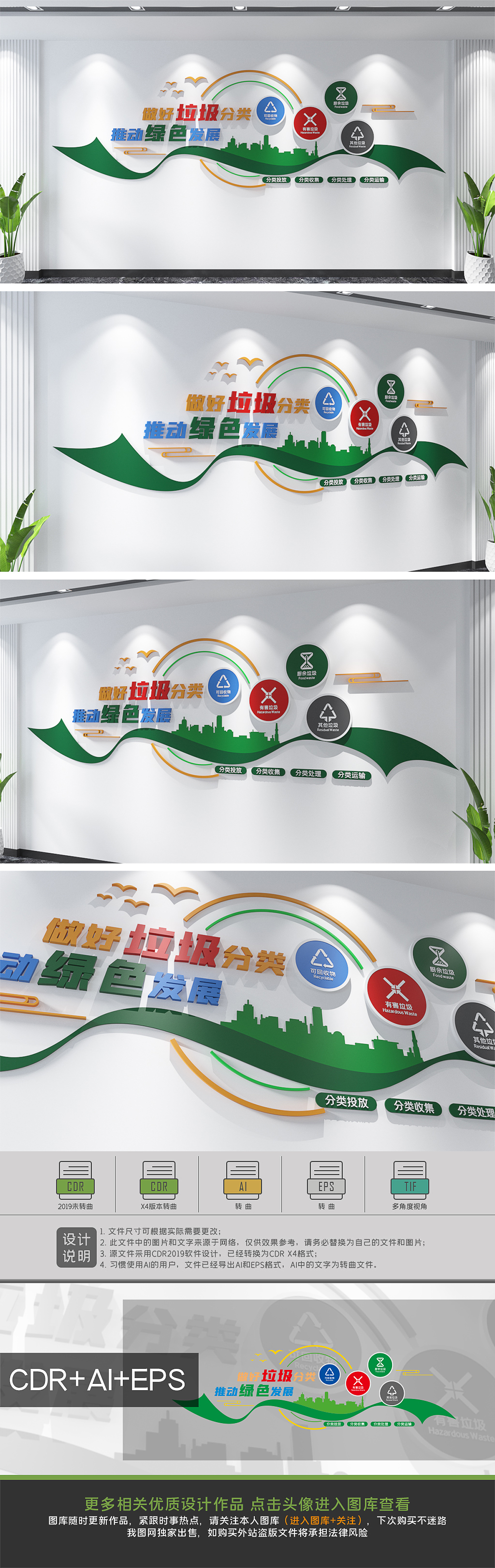垃圾分类环保绿色卫生角宣传文化墙设计