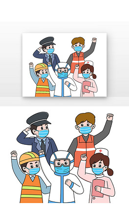 警察医生和护士抗疫疫情
