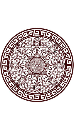 中国风古典祥云纹回形纹花纹青花瓷图案