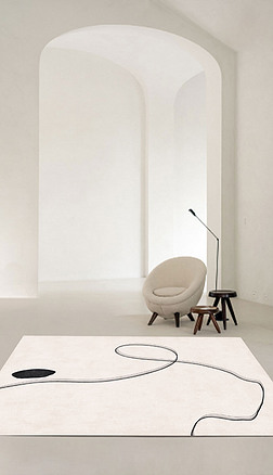 北欧简约抽象线条轻奢几何客厅地毯床边毯茶几垫