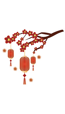 矢量中国风灯笼梅花春节元素