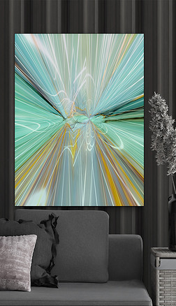 清晨の河畔抽象翡翠墨白环绕曲线时尚装饰画