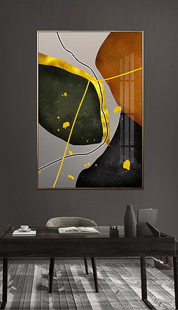 轻奢抽象艺术现代客厅玄关晶瓷画