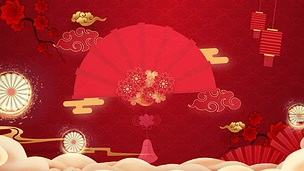 红色中国风庆典古典走秀演出舞台背景视频
