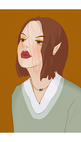 女孩抬头漫画美式复古