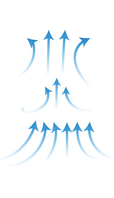 趋势免抠元素|渐变蓝色气流箭头矢量组合上下分和趋势箭头