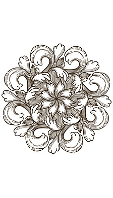 欧式手绘花纹花朵底纹暗纹线稿壁纸图案