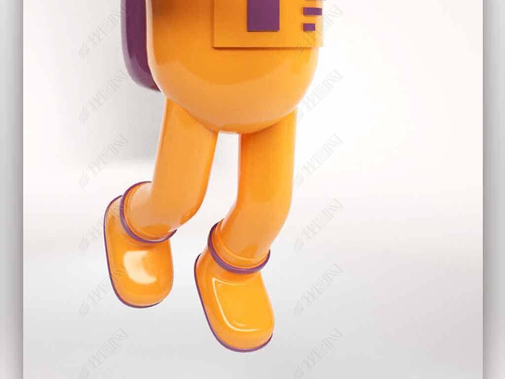 橙色卡通风格宇航员主题C4D模型