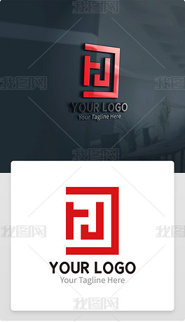 矩形HJ字母logo设计